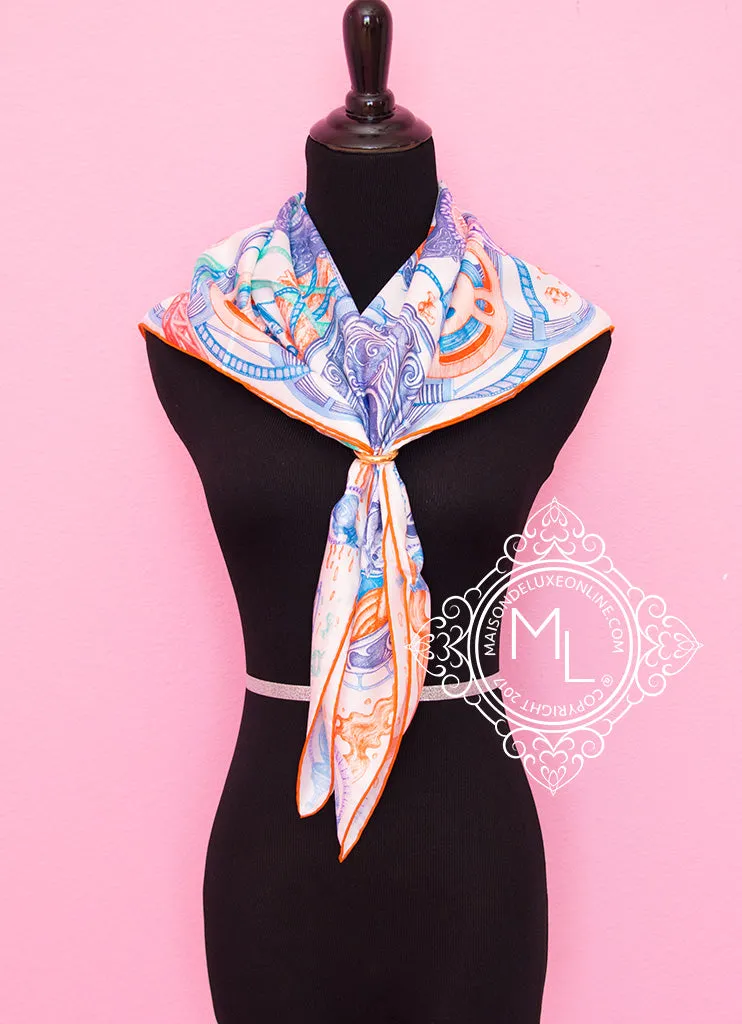 Hermes Blue Twill Silk 90 cm The Horsawards Scarf