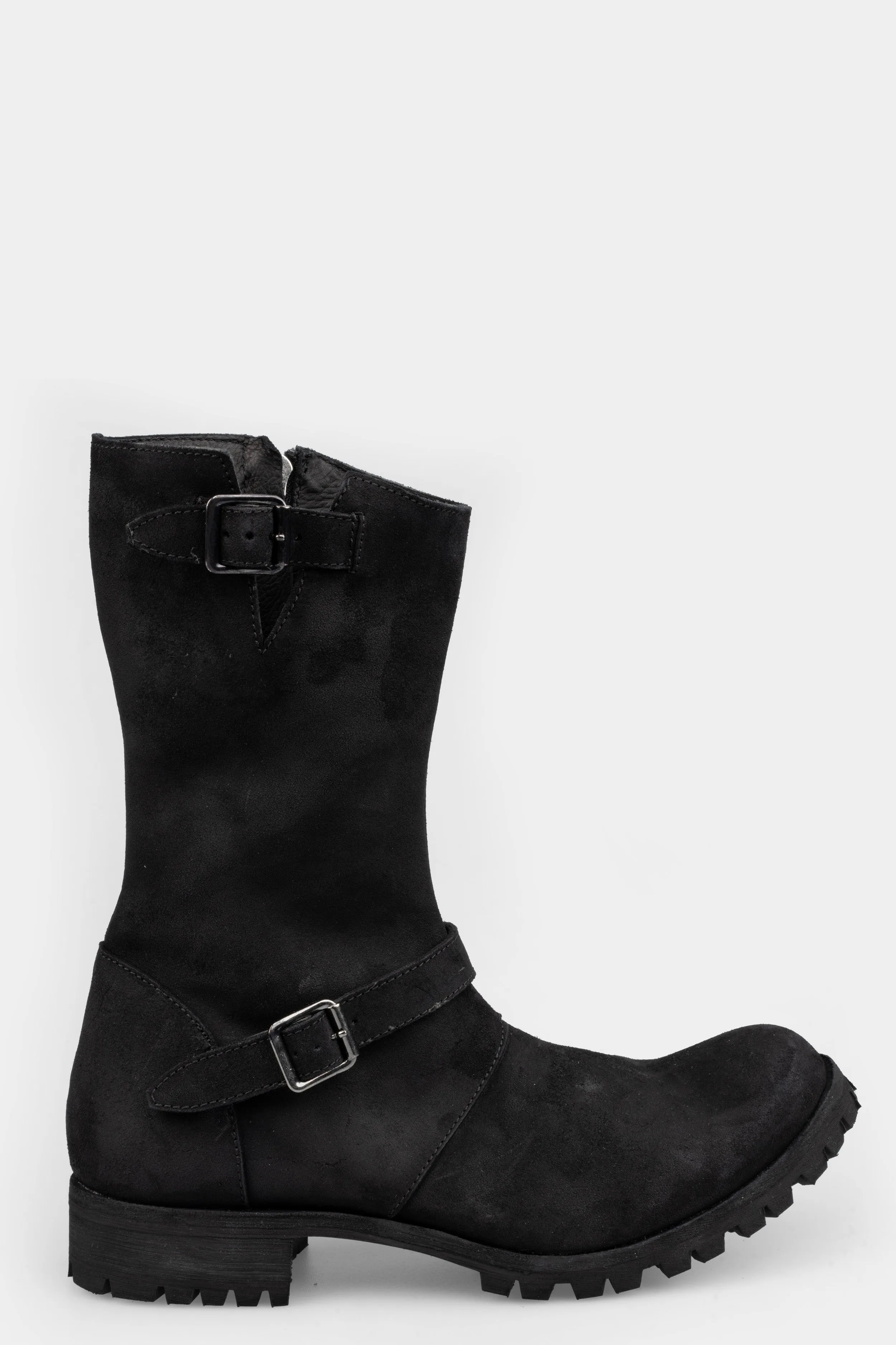 High leather buckle boots