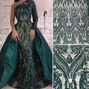 hunter green evening dresses one shoulder detachable skirt elegant sequin applique evening gown 2020