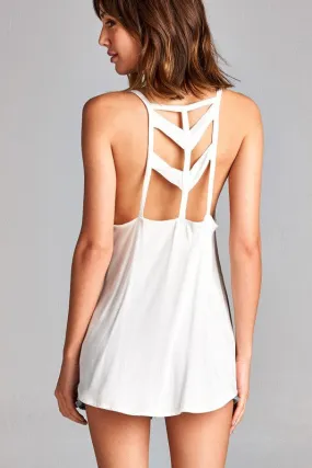 Ivory Tank with Chevron Back Detail