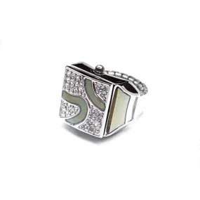 Jade Pave Cube Ring Watch