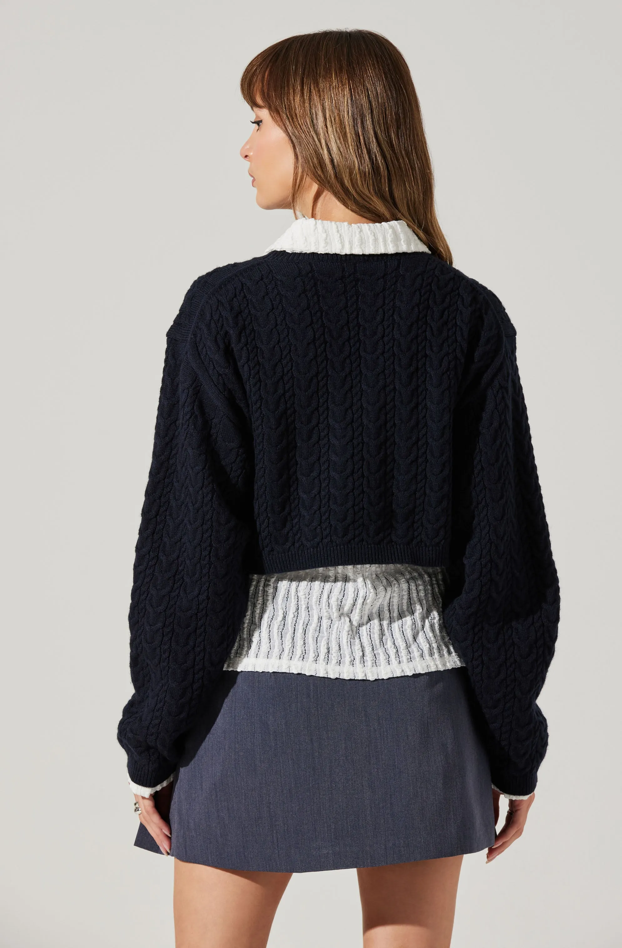 Jorah Cropped Cable Knit Sweater