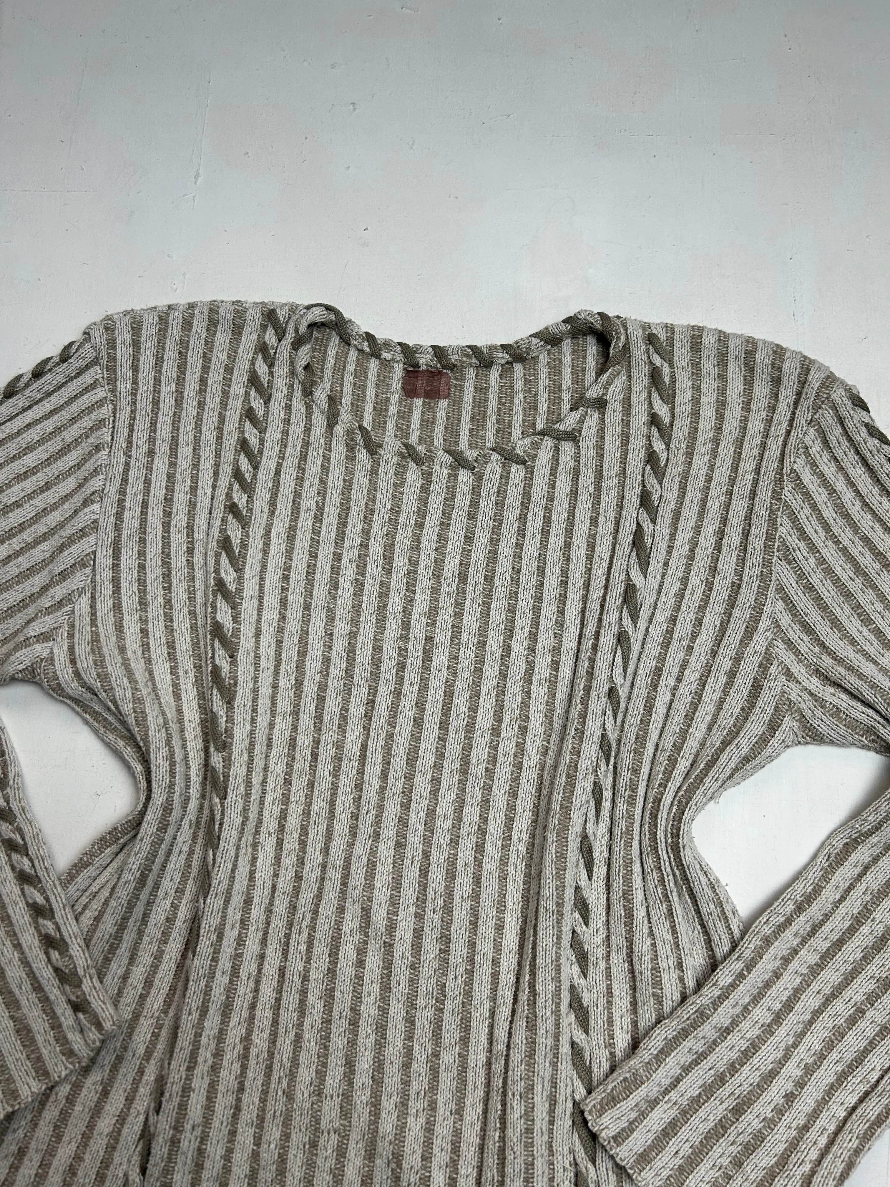 Khaki ribbed tie up  jumper (M/L)