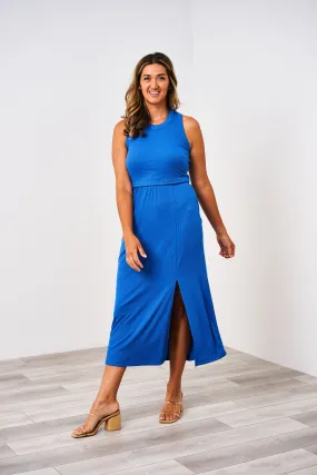 Latched Mama Ribbed Midi Nursing Slit Dress