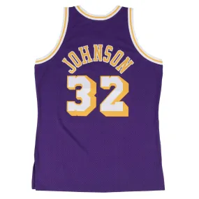 Los Angeles Lakers 32 Road Magic Johnson 1984-85 Hardwood Classics Swingman NBA Road Jersey by Mitchell & Ness