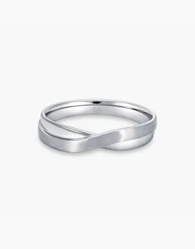 LVC Desirio Cross Wedding Band in White Gold with Dual Mixed Finish