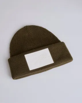 Maison Margiela MM6 Patch Logo Cuff Beanie Khaki