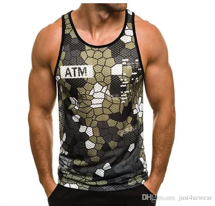 Men Casual Vests Athletic Active Tank Tops Camouflage Slim Fit Sleeveless Tshirts Tops