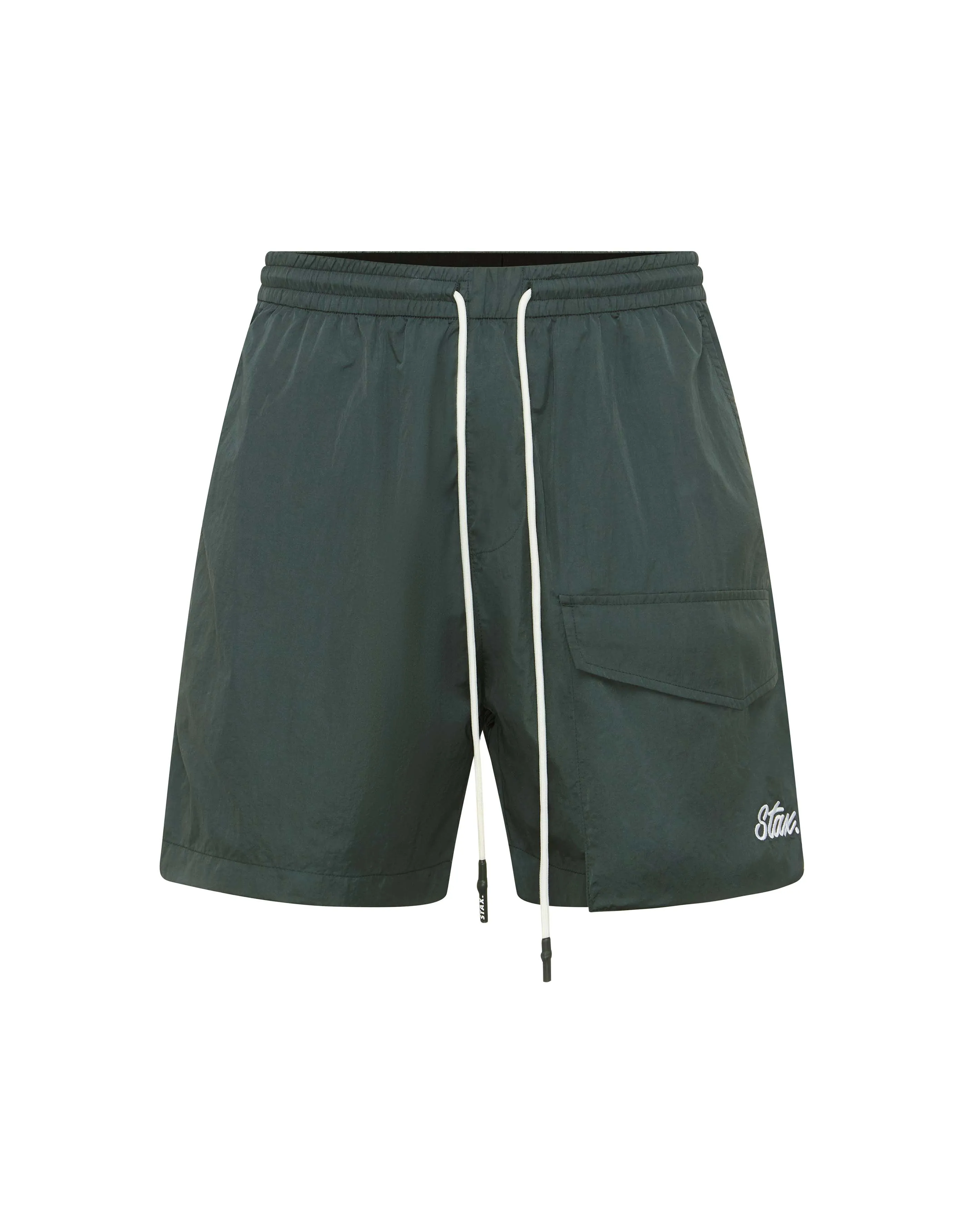 Mens Cursive Nylon Shorts - Creo (Green)