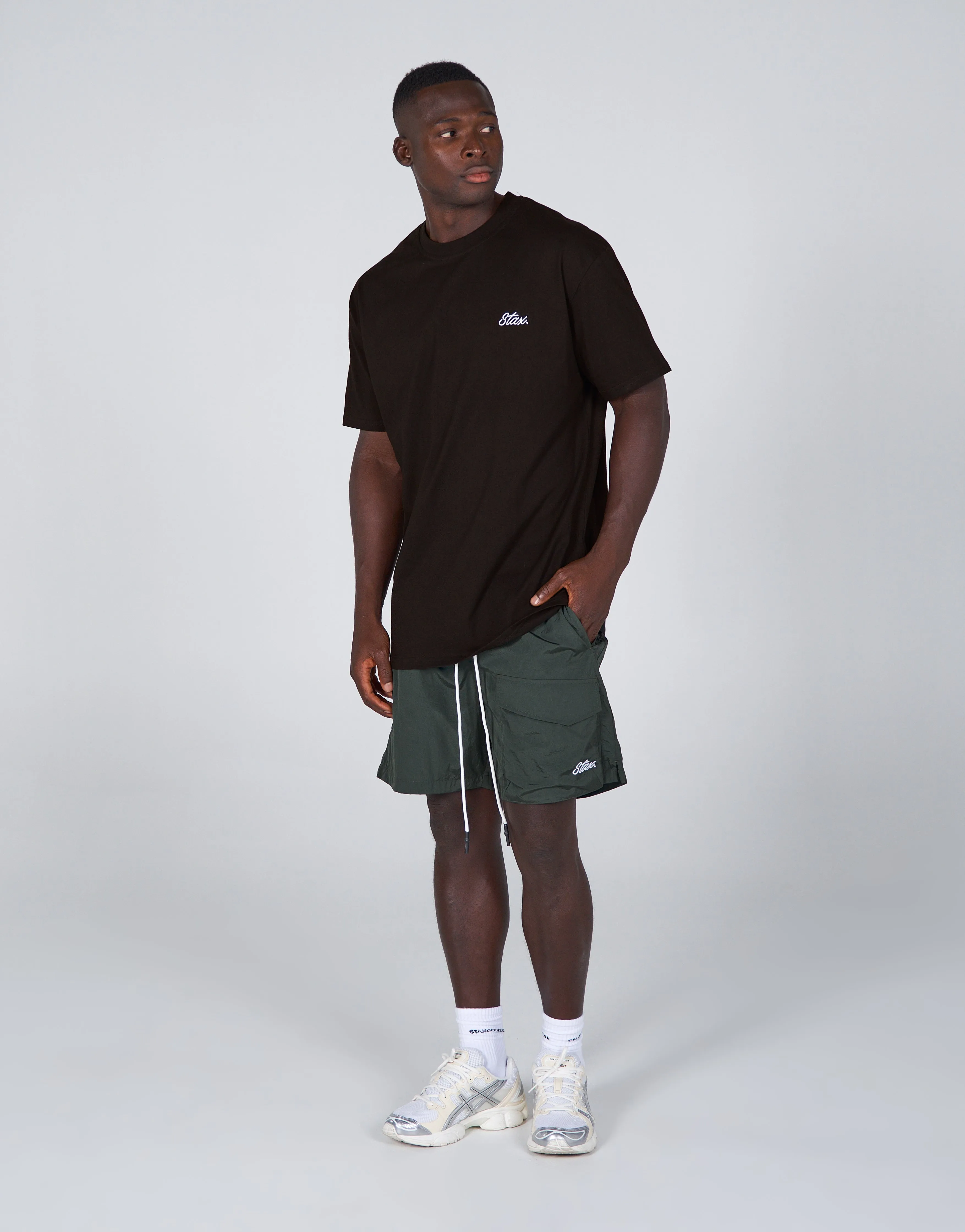 Mens Cursive Nylon Shorts - Creo (Green)