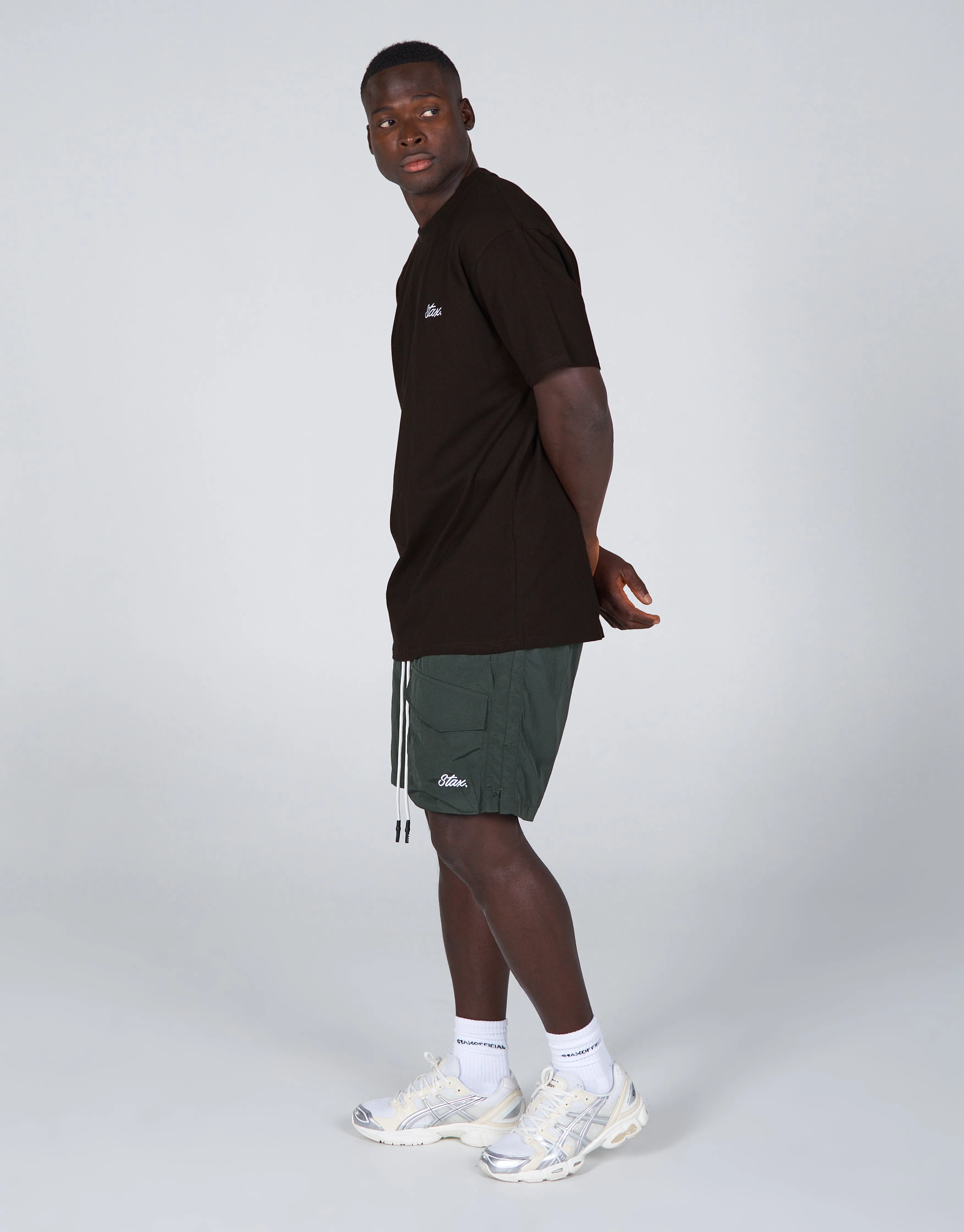 Mens Cursive Nylon Shorts - Creo (Green)