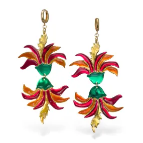 Mirror lotus - earrings with enamel