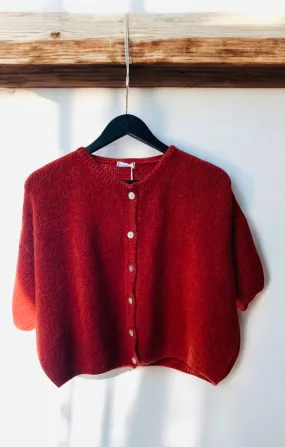 Mohair mix cardigan in Rust