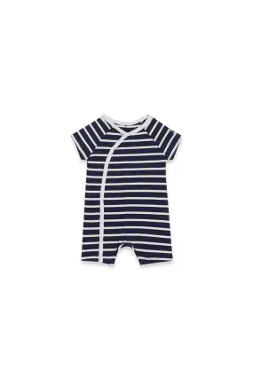 Mousqueton Lourig-B Baby Short Jumpsuit in Marine/Blanc