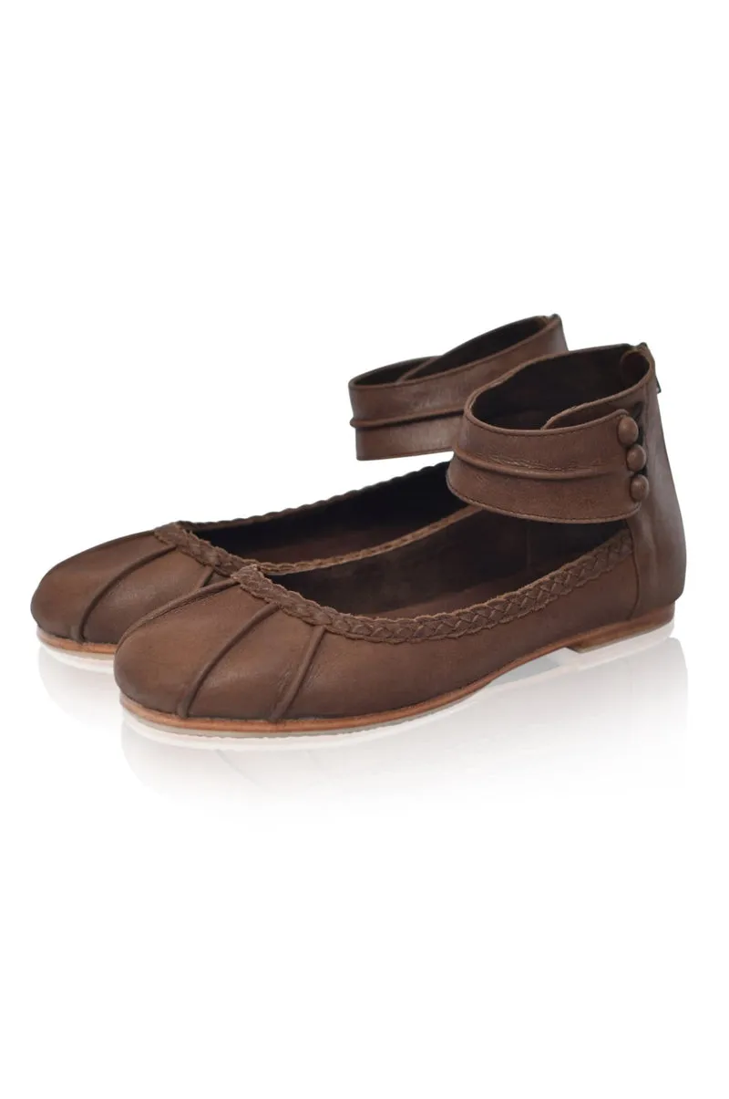 Muse Ballet Flat in Dark Tan