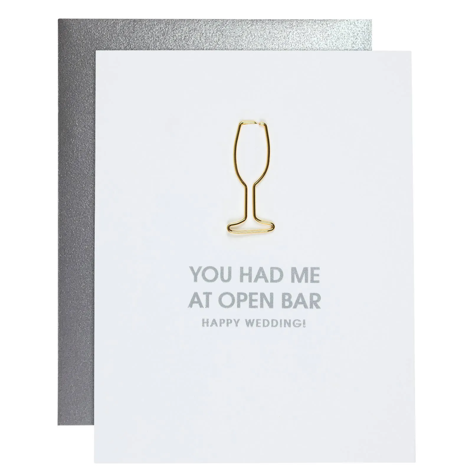 Open Bar Wedding Letterpress Paper Clip Card