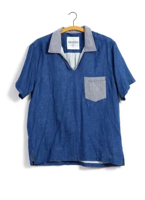 PHILIP | Short Sleeve Pull-On Shirt | Indigo/Stripe