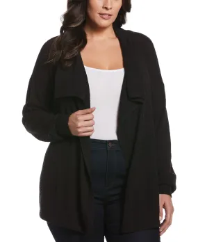 Plus Size Stripe Draped Cardigan Sweater