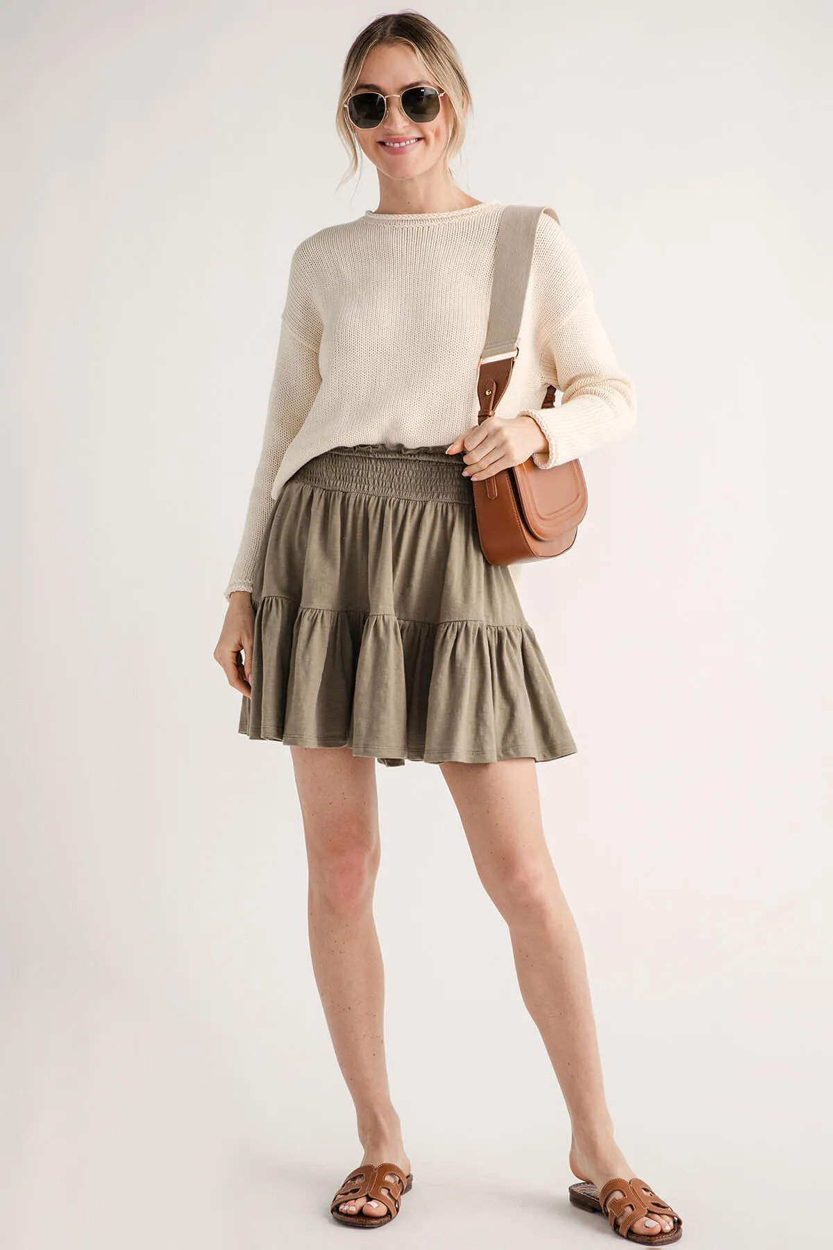 RD Style Tisha Ruched Waistband Jersey Skirt