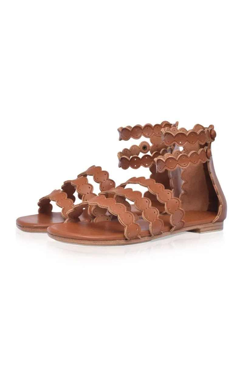 Rimini Boho Leather Sandals in Black