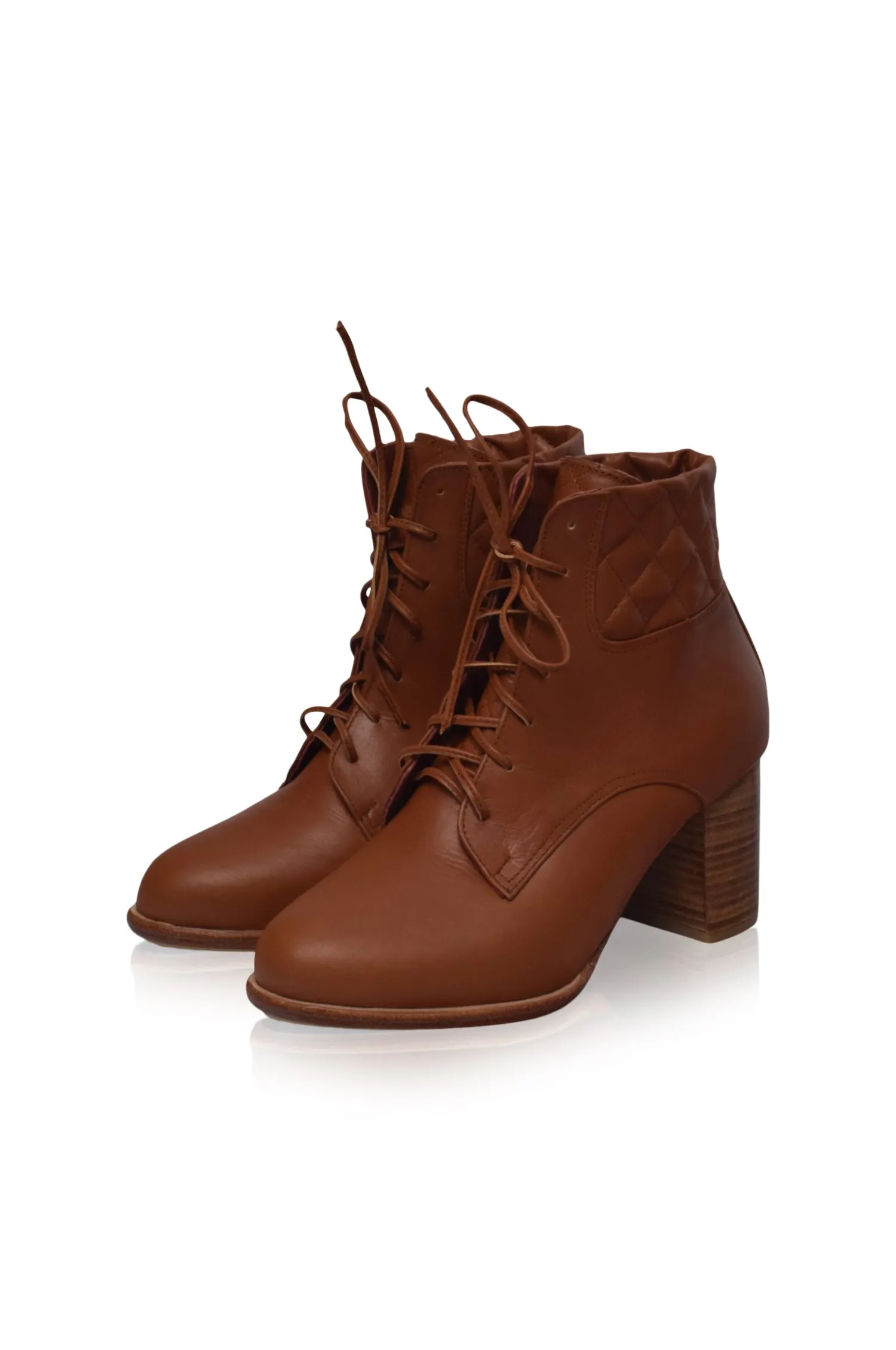 Rising Mara Leather Heel Booties in Vintage Camel