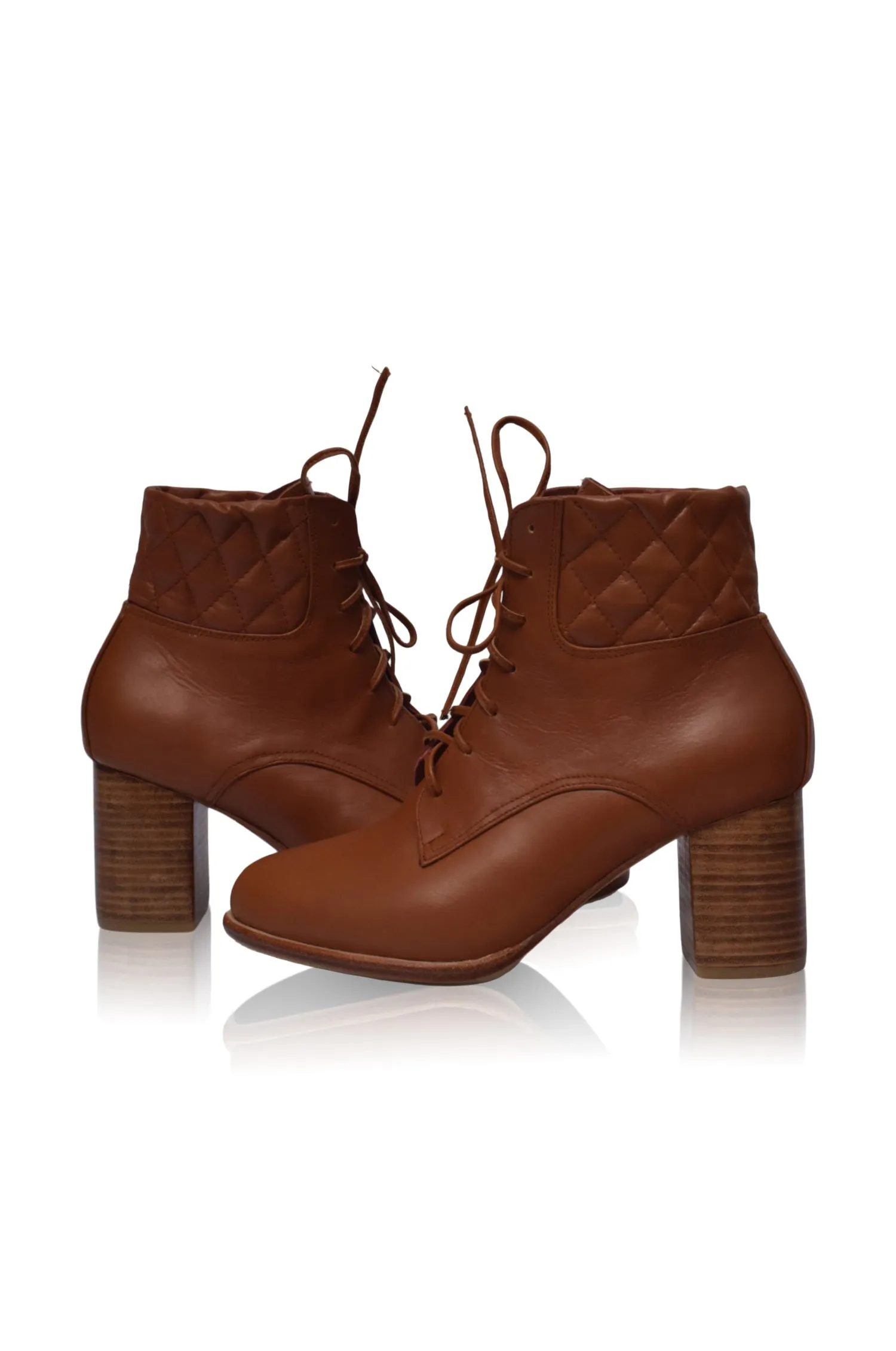 Rising Mara Leather Heel Booties in Vintage Camel