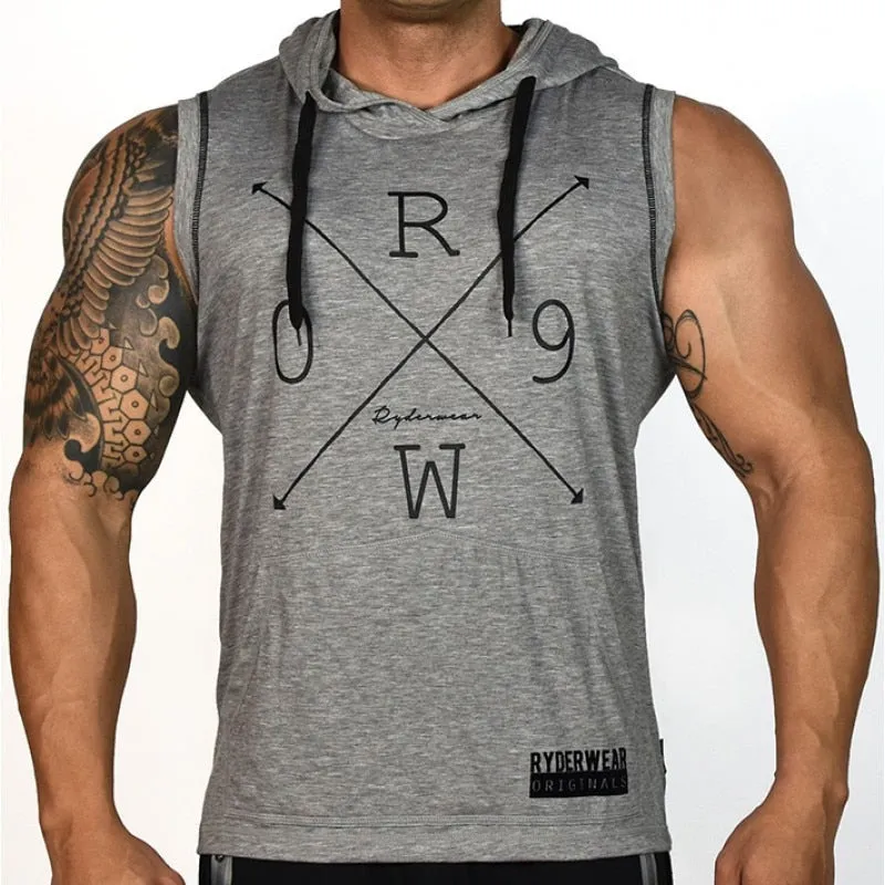 SJ Mens sleeveless Hoodies Crossfit fitness fashion Casual jacket Hooded Sweatshirts Bodybuilding Brand sportswear clothing