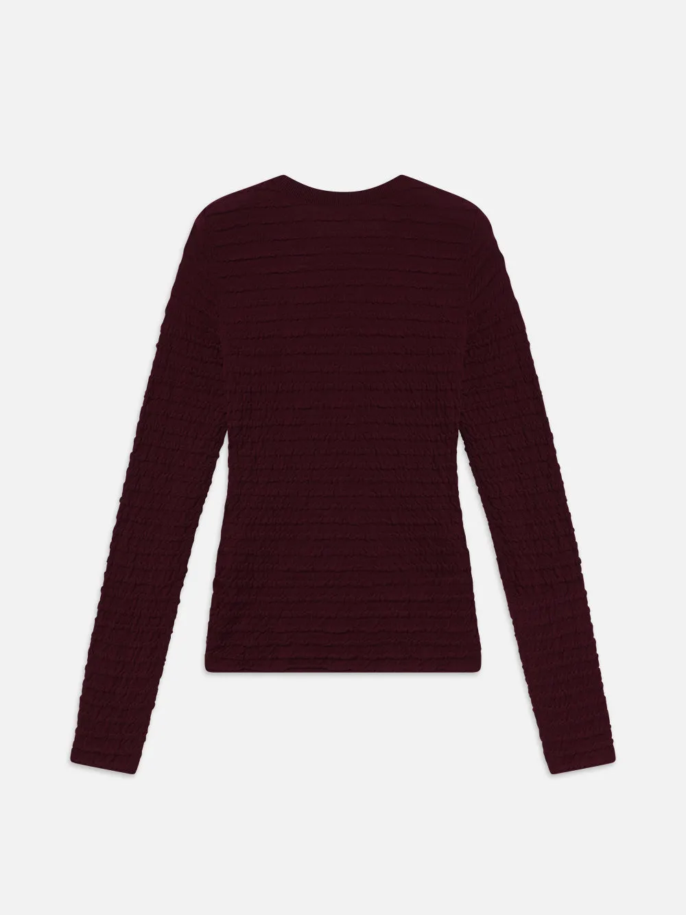 Smocked Long Sleeve Crewneck -- Wine