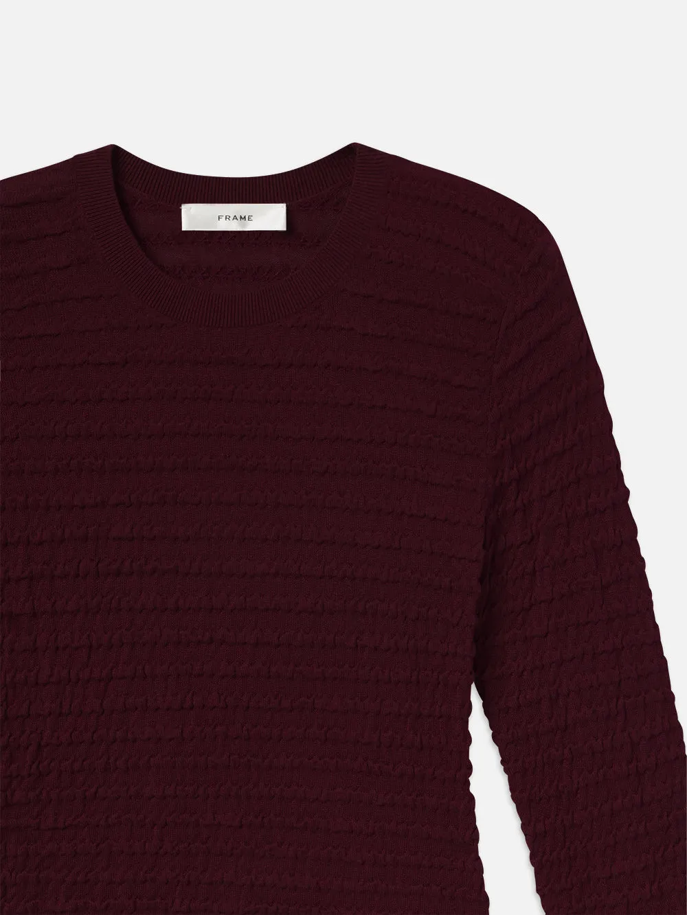 Smocked Long Sleeve Crewneck -- Wine