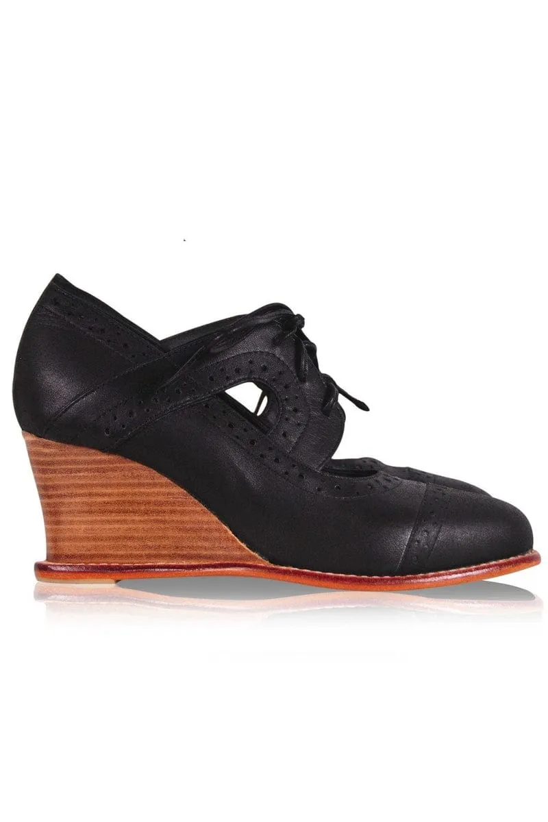 Stockholm Oxford Wedges in Black