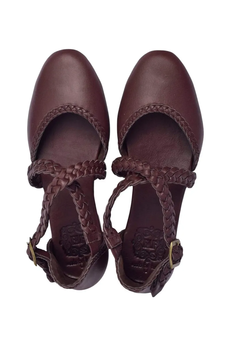 Tallulah Braided Leather Flats in Vintage Camel