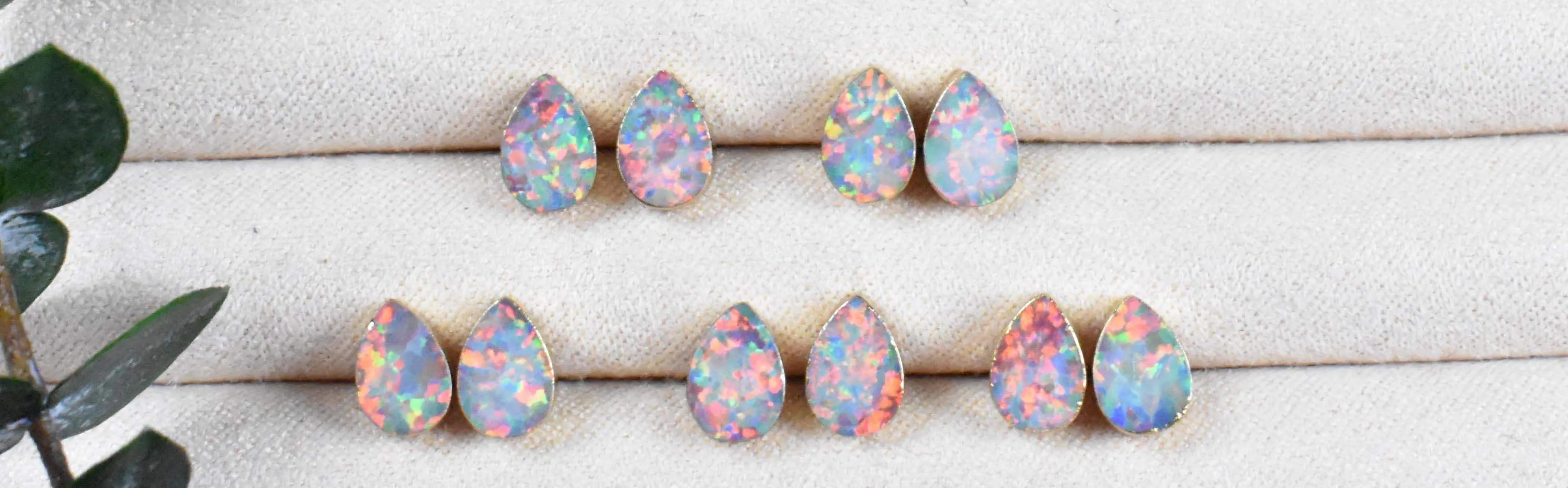 Teardrop Fire Opal Stud Earrings