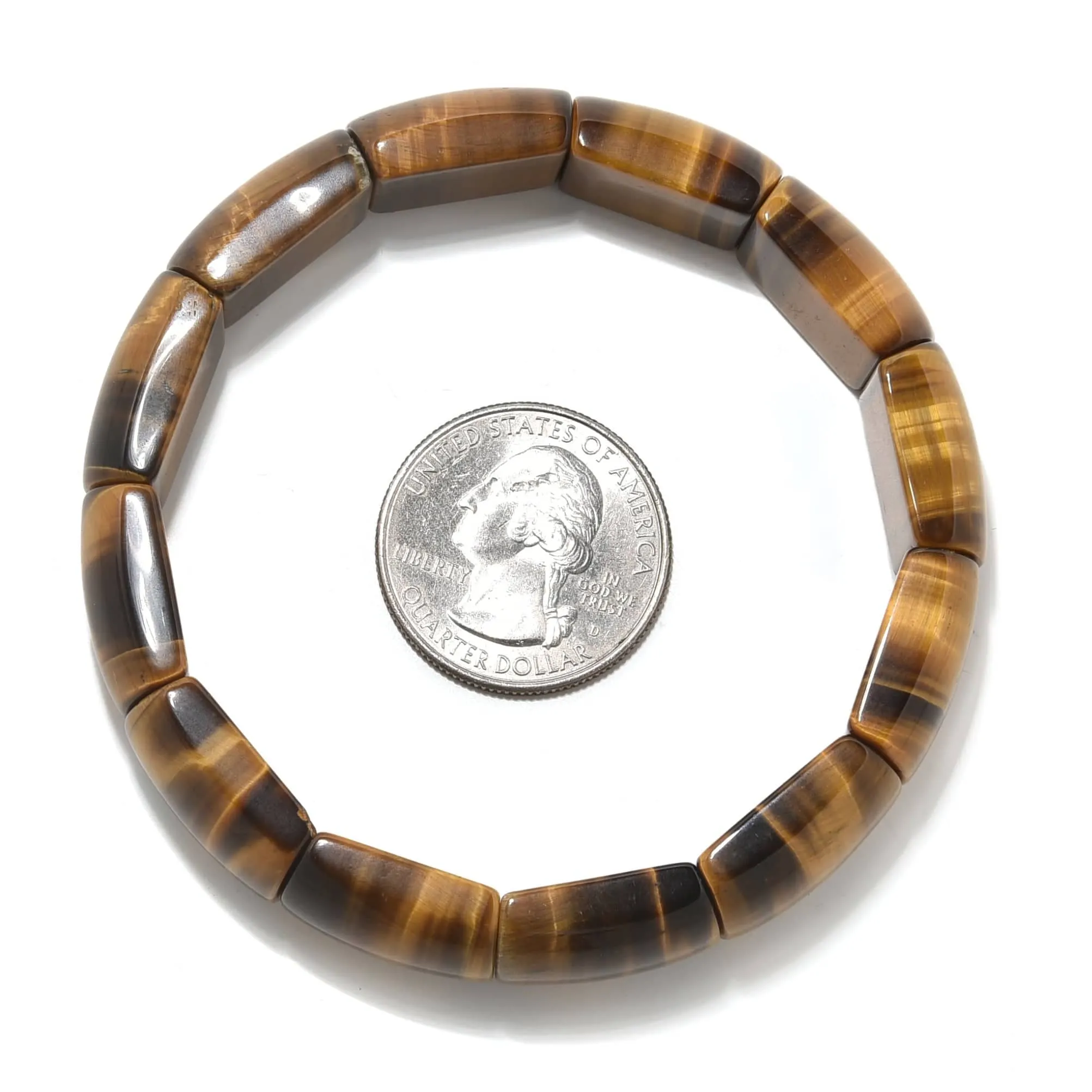 Tiger Eye Gemstone 15mm Beads Elastic Bracelet