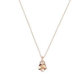 Tiny Forget-Me-Not Solid Rose Gold Necklace