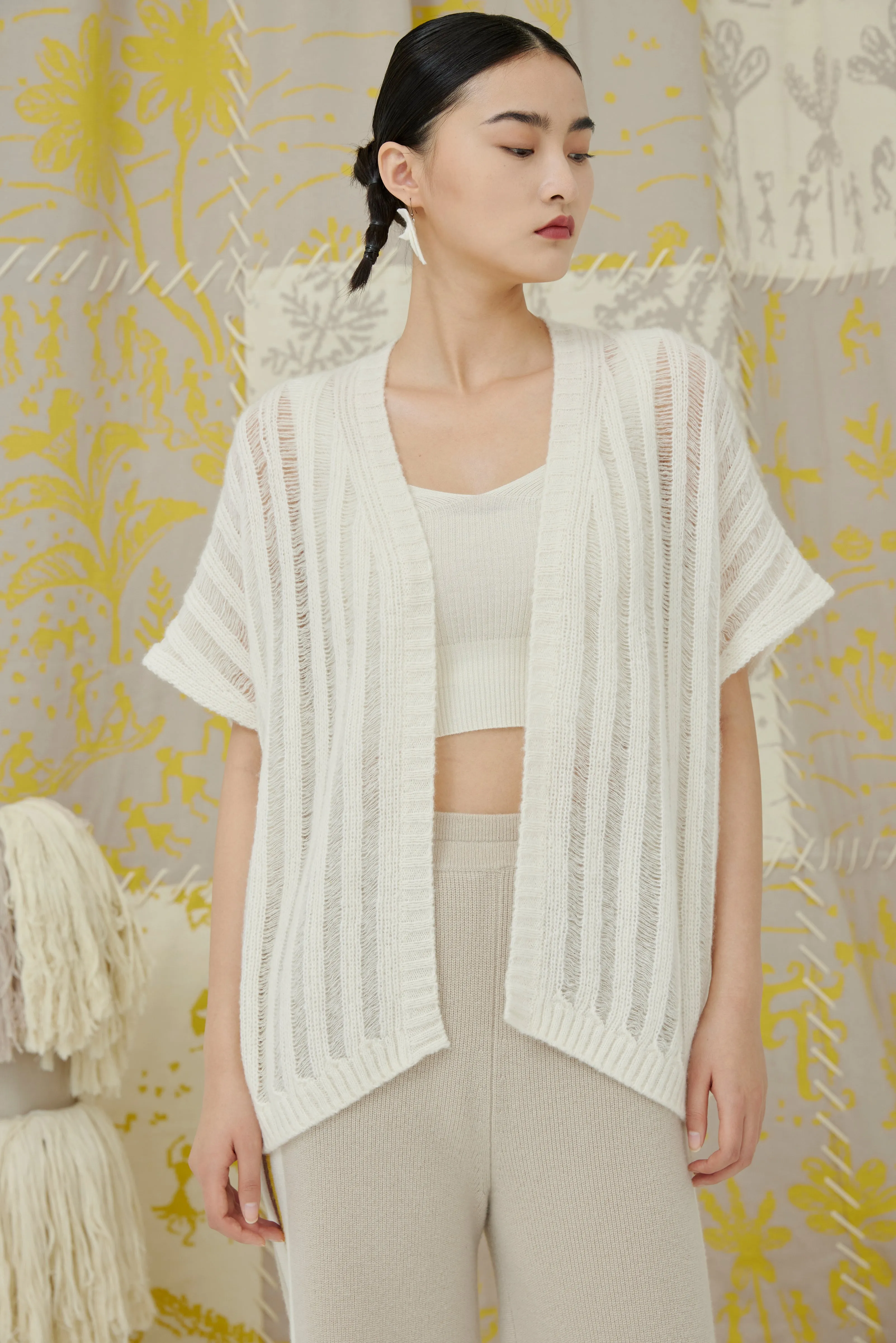 Women's silk-cashmere cardigan